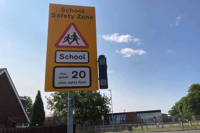 One of the traffic signs outside Sherard Primary School in Melton