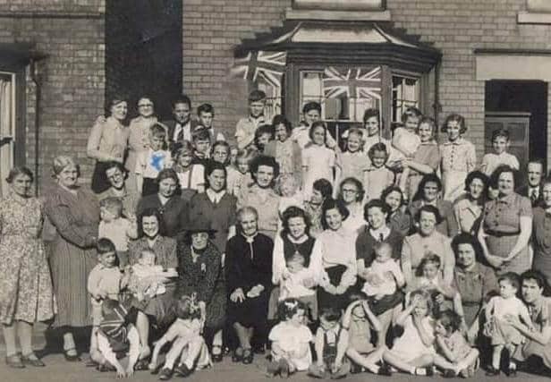 A VE Day street party in Brook Street, Melton Mowbray in May 1945