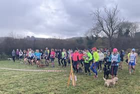 Runners and walkers at the start of the Great Dalby Dollop 2024 at Moscow Farm