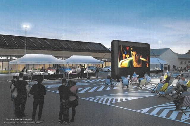 A computer image of how open air cinema will look like at the Stockyard