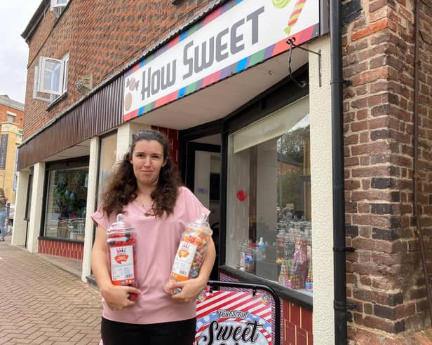 Harriet Overton outside the How Sweet shop she now owns