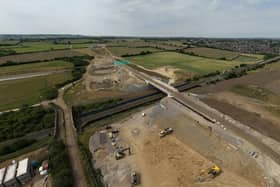 The new railway bridge which will carry traffic over the line on the North East Melton Mowbray Distributor Road