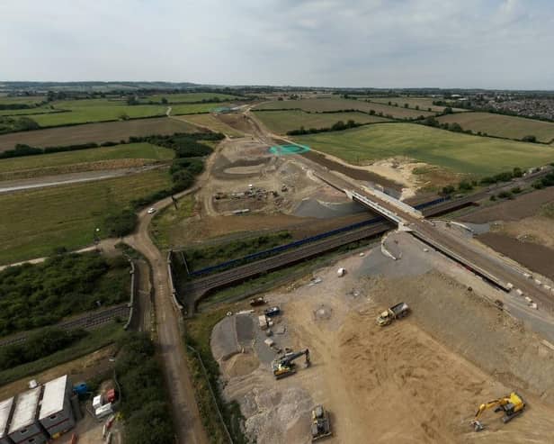 The new railway bridge which will carry traffic over the line on the North East Melton Mowbray Distributor Road