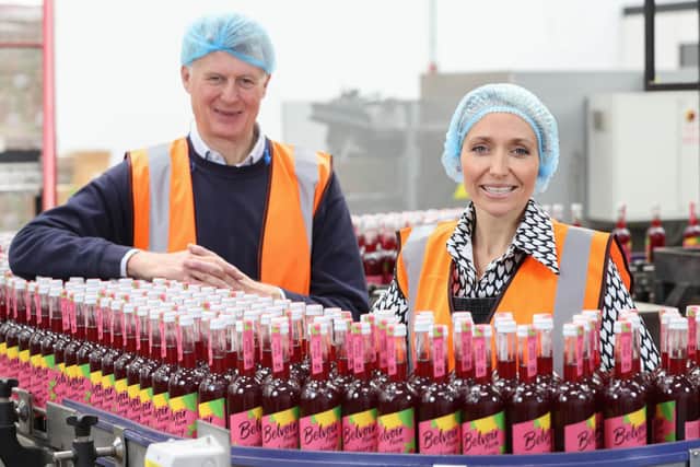Peveral Manners and Kate Quilton from Channel 4’s Food Unwrapped film at Belvoir Farm at Bottesford