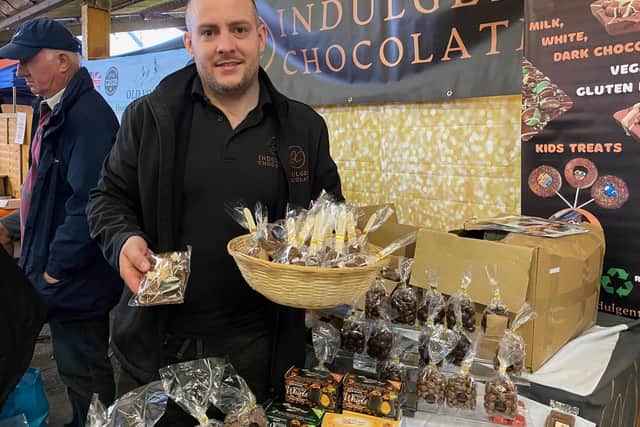 Indulgent Chocolates was doing well at Melton's ChocFest on Saturday - founder Keith Tiplady is pictured here