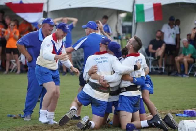 The Great Britain team celebrate success at the World Games in Alabama