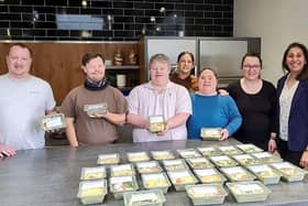 Andy, Ed, Chris, Pippa and Annie from Sunny Skies Enterprises CIC with Emma and Daljit from Kettleby Foods.
