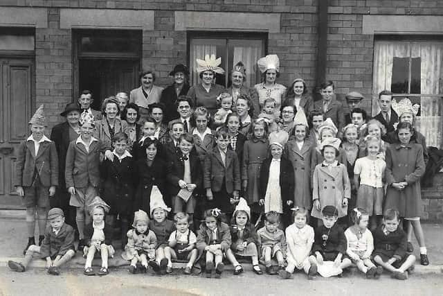 Children celebrate VE Day with a party in Saxby Road, Melton, in May 1945