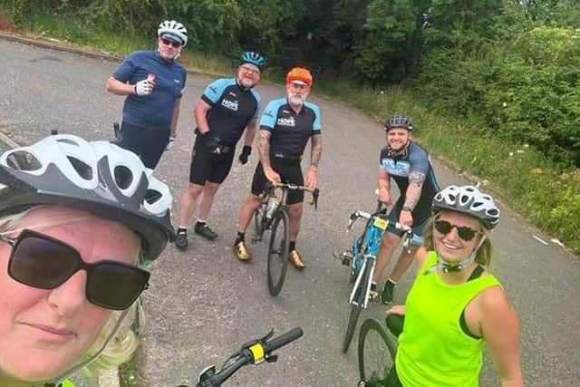 Alice Greaves with some of the other cyclists set to pedal from Old Dalby to Sheringham