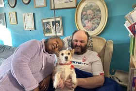 Nick and Maxine Ablewhite at their Beckmill Court flat with beloved dog, Princess
PHOTO GEORGE ICKE