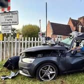 The car hit by a train at Rearsby PHOTO Lee Kimpton