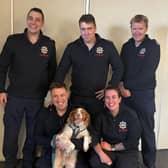 BILBO meets Melton firefighters who rescued him from a freezing lake at the country park