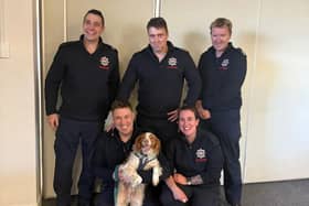 BILBO meets Melton firefighters who rescued him from a freezing lake at the country park