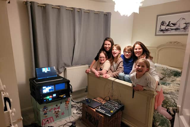 Rupert Brooke, his mum and friends in the upstairs bedroom at Stathern where a production crew were hiding for the Ant and Dec show