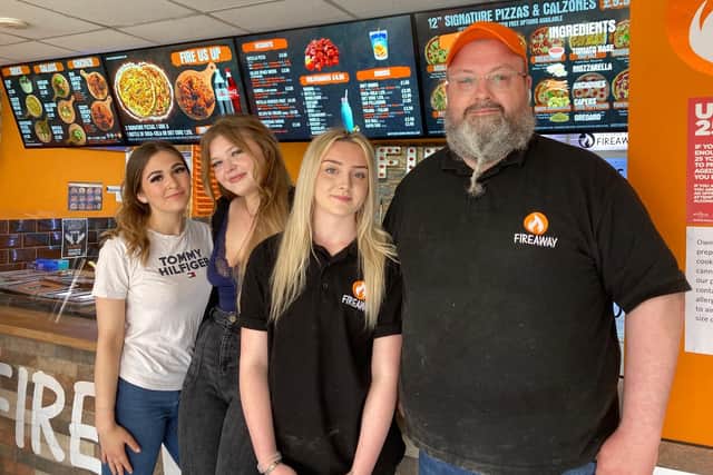 Manager, Leigh Wicks, with some of the staff at Melton's Fireaway Designer Pizza restaurant