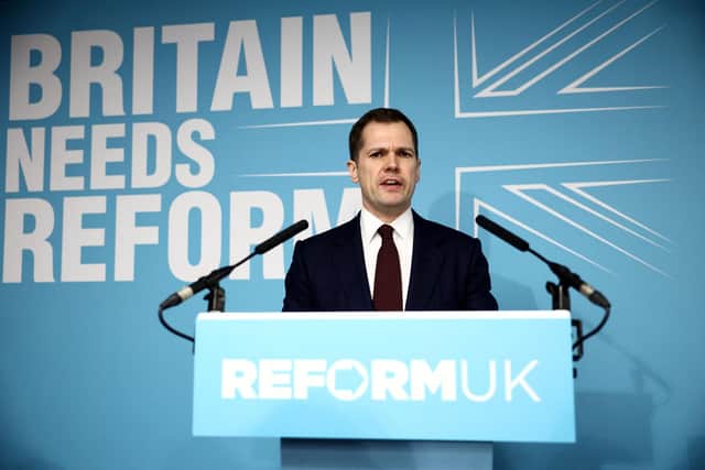 Robert Jenrick gives a press conference after defecting from the Conservatives to Reform UK PHOTO: Getty Images