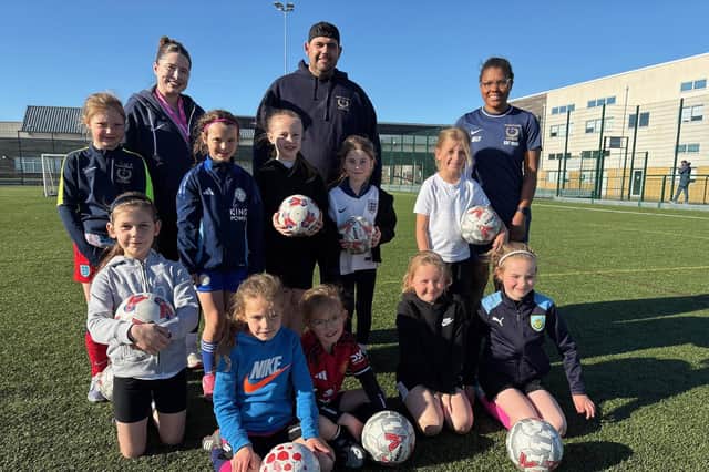 Some of the younger players at a training session with Asfordby Amateurs Ladies Girls & Inclusive FC