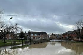 A flooded street in Rearsby, one of the many areas in Melton affected by flooding during Storm Henk