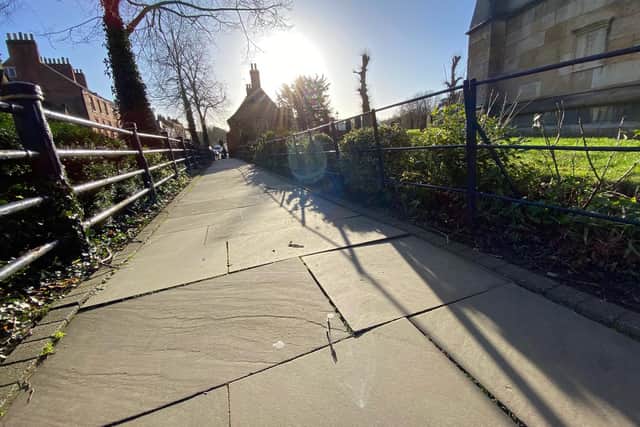 The Burton Street footpath where paving stones are to be re-set