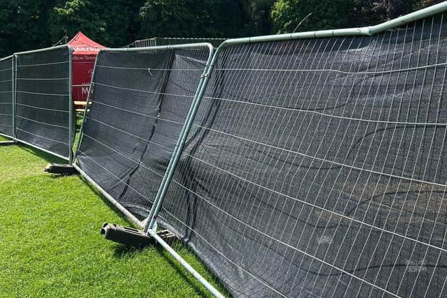 Damaged security fencing around the new Event Village infrastructure in Melton