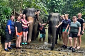 Long Field students at the elephant sanctuary in Thailand