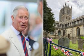 King Charles III (image Getty Images) and St Mary's Church in Melton