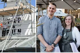 The final touches are made to the rebuild of the Tap & Run pub at Upper Broughton ready for the reopening and (right) Jack Whitehead and Laura Symington, who are returning to the management team