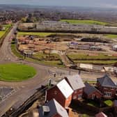 The new roundabout built for the Bloor Homes Development, where a week-long road closure will take place on Scalford road up to the Holwell Lane junction later this month
Drone PHOTO MICHAEL RILEY