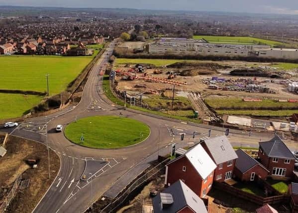 The new roundabout built for the Bloor Homes Development, where a week-long road closure will take place on Scalford road up to the Holwell Lane junction later this month
Drone PHOTO MICHAEL RILEY