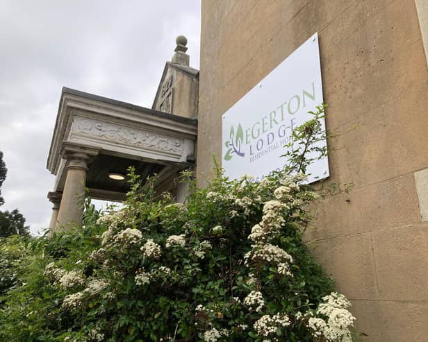 Egerton Lodge, which is up for sale after the care home was placed into administration