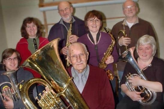 The late Bob Taylor, pictured with Tornado Brass fellow members back in 2012