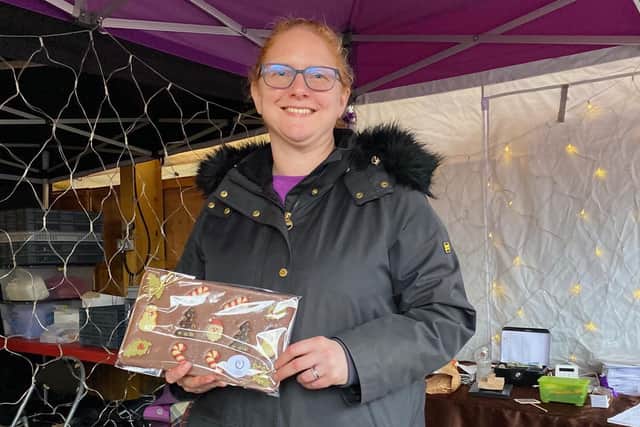 Michelle Mabbitt on the Cathy's Chocolates and Cakes stall at ChocFest in Melton