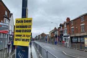 The damp scene in Sherrard Street, Melton Mowbray, where the finish to this year's Rutland-Melton CiCLE Classic was due to take place before organisers decided to abandon it.