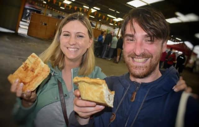 A photo from PieFest 2019 at Melton - pie fans Sunnie Deane and Luke Bradshaw