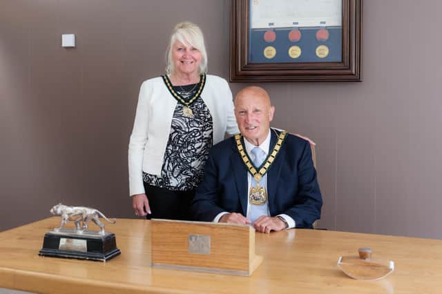 New Leicestershire County Council chairman, Councillor Joe Orson, with his consort, Sharon Malone