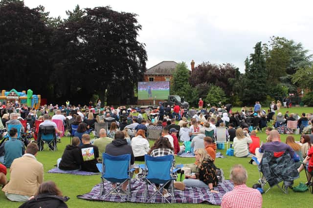 Hundreds pictured enjoying last weekend's England v Slovakia Euros match in Play Close Park, Melton