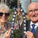 New Melton Mowbray Townwarden Ian Neale takes the chain of office from Adrienne Holland, who previously had the role