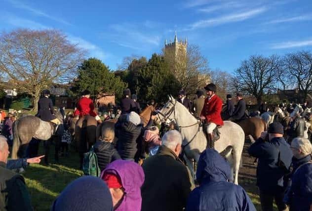 Riders and horses with The Belvoir Hunt gather in Melton last January foir the New Year hunt meet