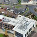 An aerial photo of the Melton Borough Council offices on Parkside