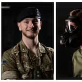 Capt Tyler Bury (left) and training for the marathon wearing a respirator PHOTOS: Instagram.com/8bymidnight and x.com/8byMidnight
