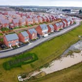 An aerial shot of Bellway’s Roman Gate development in Melton Mowbray