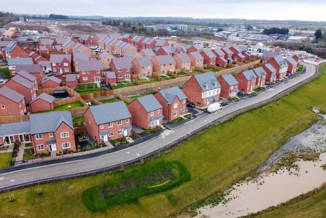 An aerial shot of Bellway’s Roman Gate development in Melton Mowbray