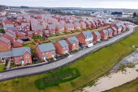 An aerial shot of Bellway’s Roman Gate development in Melton Mowbray