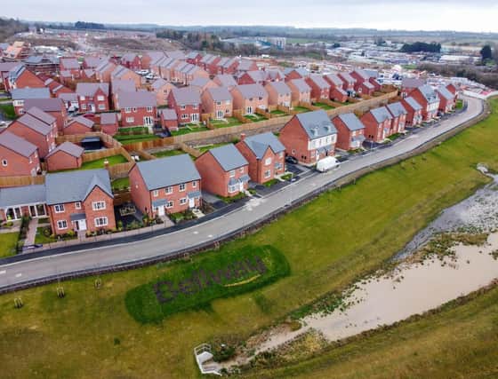 An aerial shot of Bellway’s Roman Gate development in Melton Mowbray