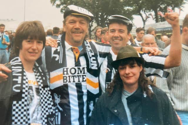 Baz Cousins (second from left) pictured supporting his beloved Notts County FC