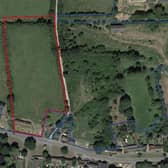 The Main Street site (bounded in red) at Wymondham where 24 new homes could be built