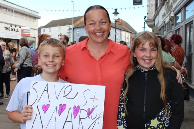 One of the many families at the birth centre protest event