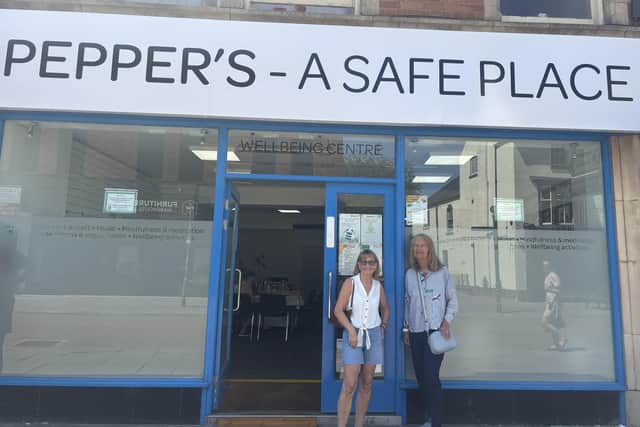 Volunteers Sara and Lesley outside the new Melton venue for Pepper's - A Safe Place