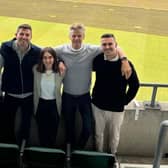 Pictured at a Cat & Wickets Pub Company board meeting at The Oval cricket ground in London, from left, Stuart Broad (NED), Edward Walsh (NED), Harry Gurney (managing director), Avril Gurney (product director), Lee Cash (NED) and Jack Whitehead (operations director)