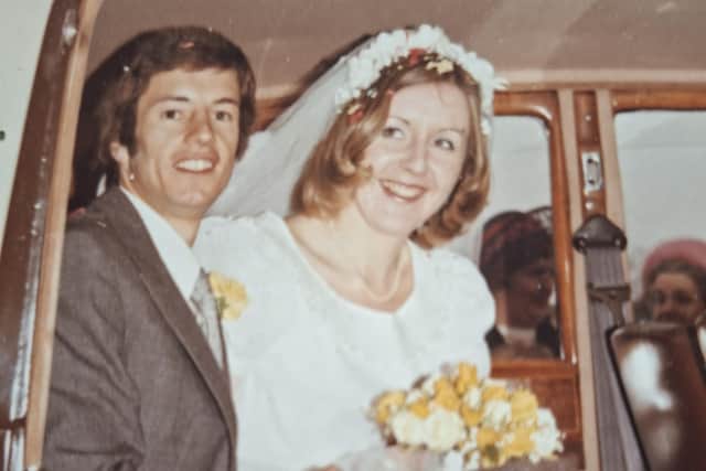 Haydn and Liz Snow on their wedding day in 1975